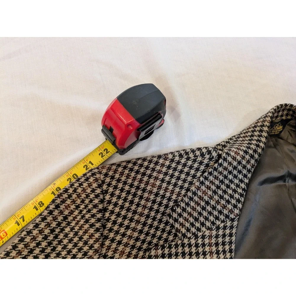 Vintage Brooks Brothers Blazer Men 43 Brown Houndstooth Tweed Sport Coat 80s USA